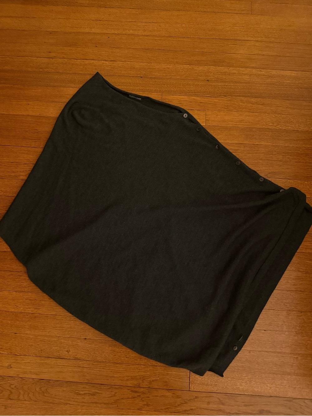 Eileen Fisher Poncho with Buttons Dark Gray Lightweight Soft